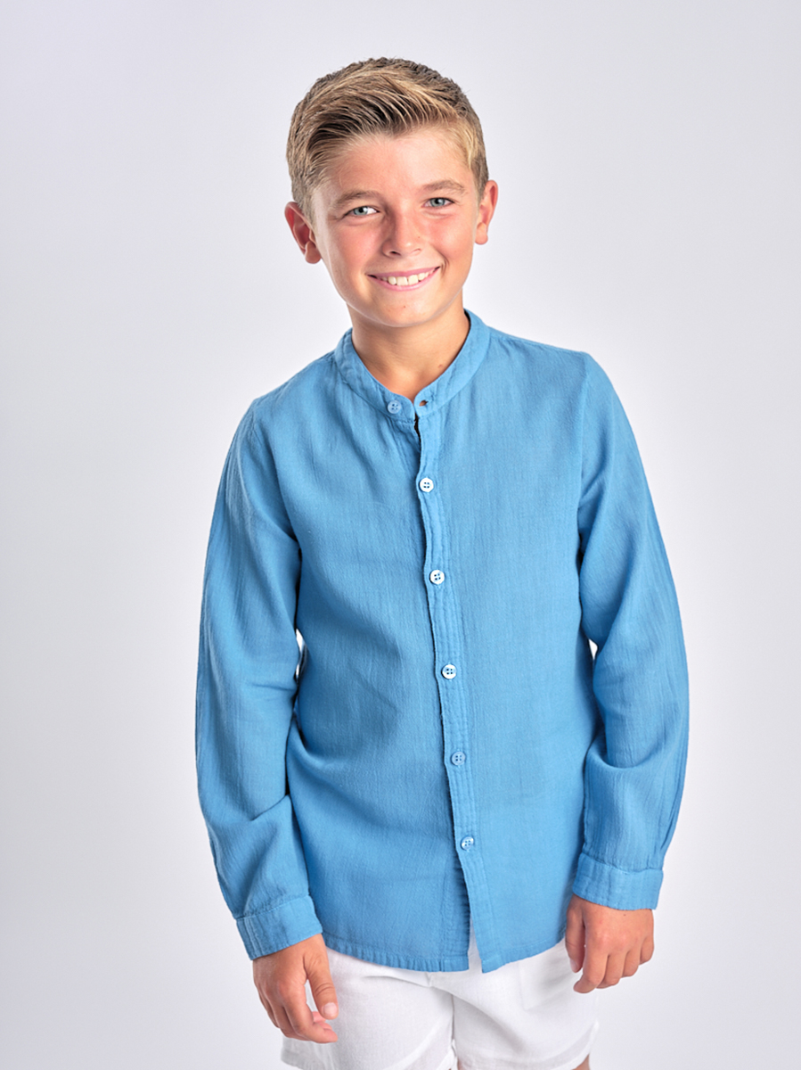 chemise coton enfant bleu 1