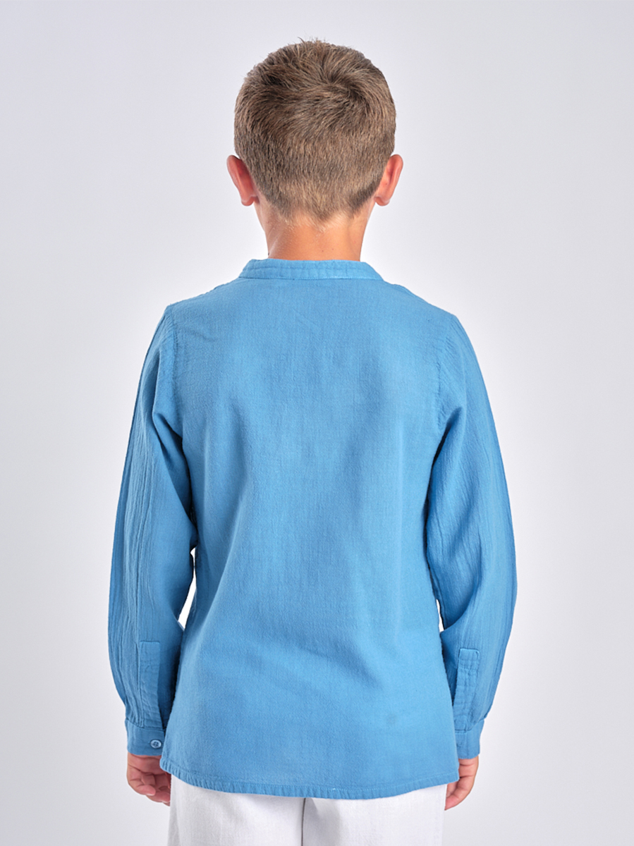 chemise coton enfant bleu 2