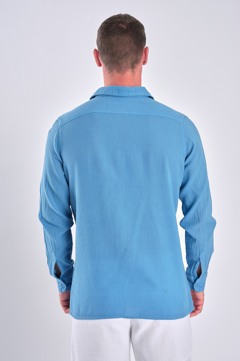chemise coton manille bleu cobalt 2